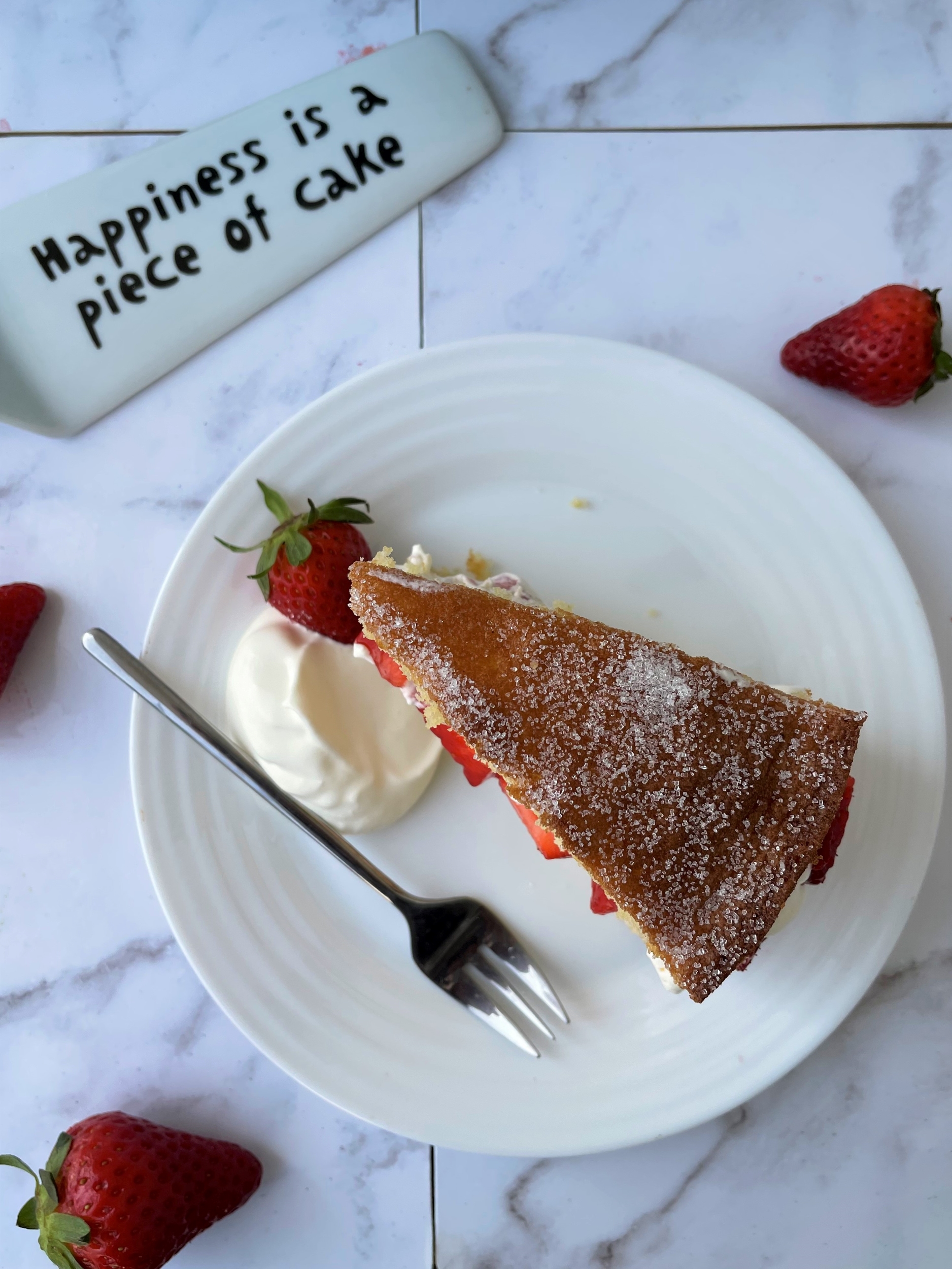 Strawberries and Cream Sponge Cake Summer Baking